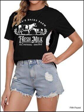 Maternity Nursing Top Dual Side Zipper Breastfeeding Tee Casual Loose Fit